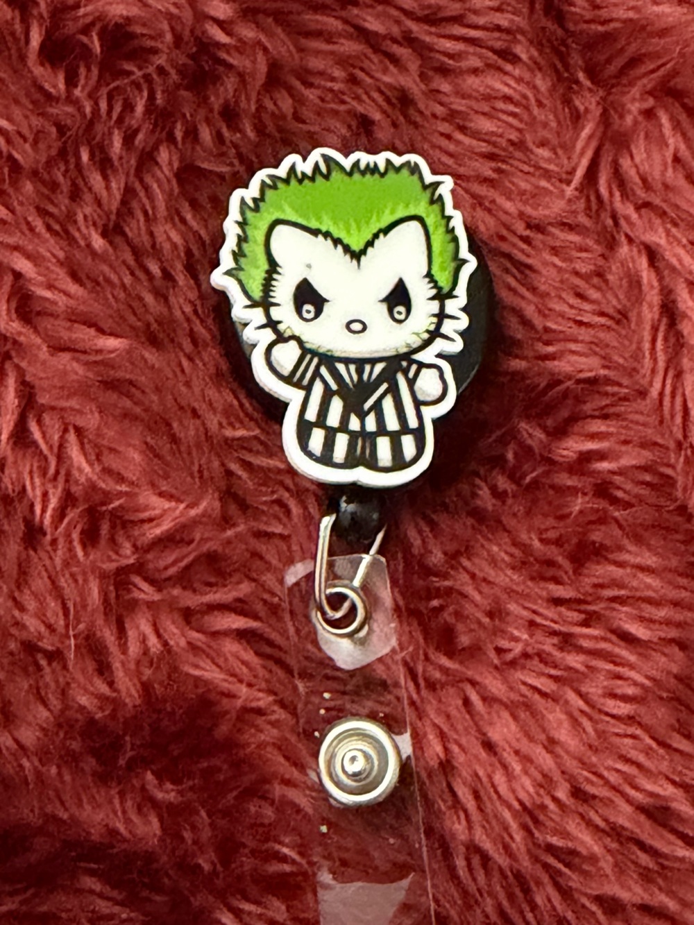 Green Hair Character Badge Reel — Accessories